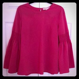 NWT Michael Kors Electric Pink bell sleeve blouse